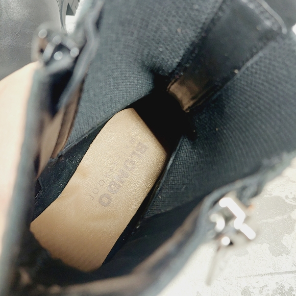 NEW Blondo Garnet Waterproof Biker Lug Sole Black Leather Moto Ankle Boot B614 - Picture 9 of 11